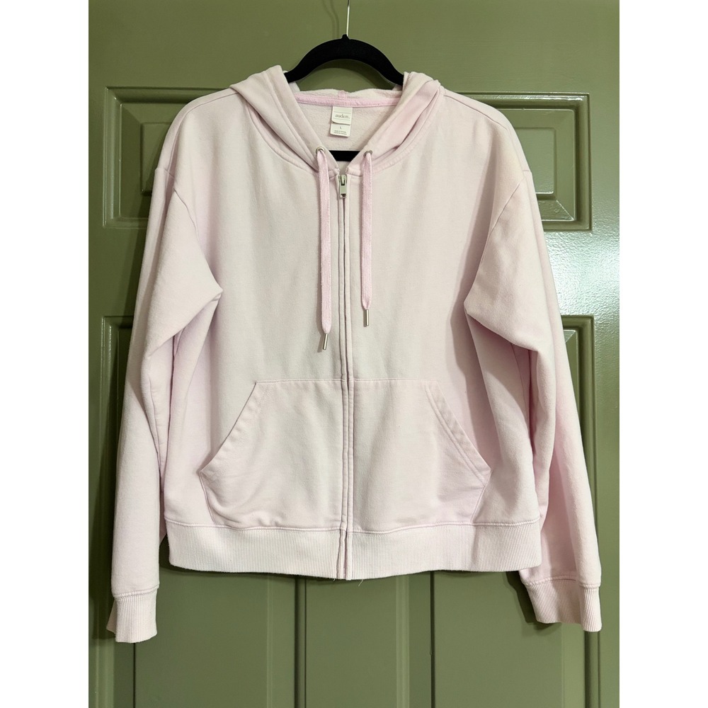 Auden | Full Zip Fleece Hoodie Sweatshirt | Size L || Pink |